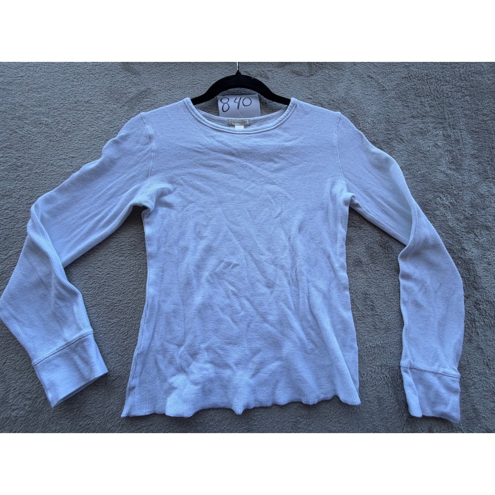 Ambiance Apparel Thermal Top Womens L White Waffle Knit Long Sleeve
